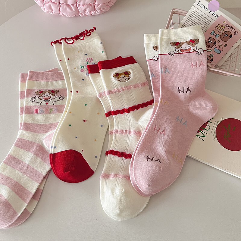 Blue-Brown Elf Canelé Crew Socks