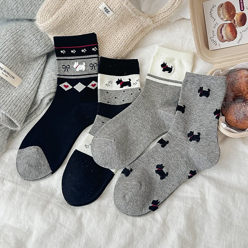 Fair Isle Puppy Crew Socks